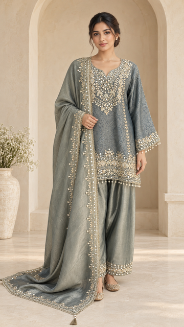 Elegant Sage Paisley Farshi
