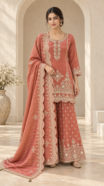 Elegant Coral Rose Palazzo