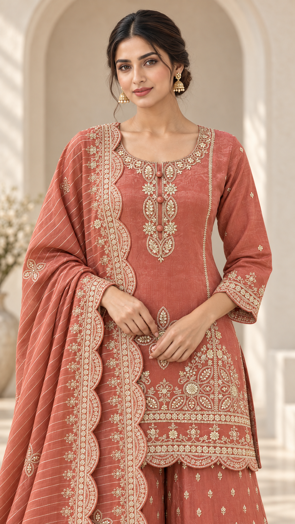 Elegant Coral Rose Palazzo