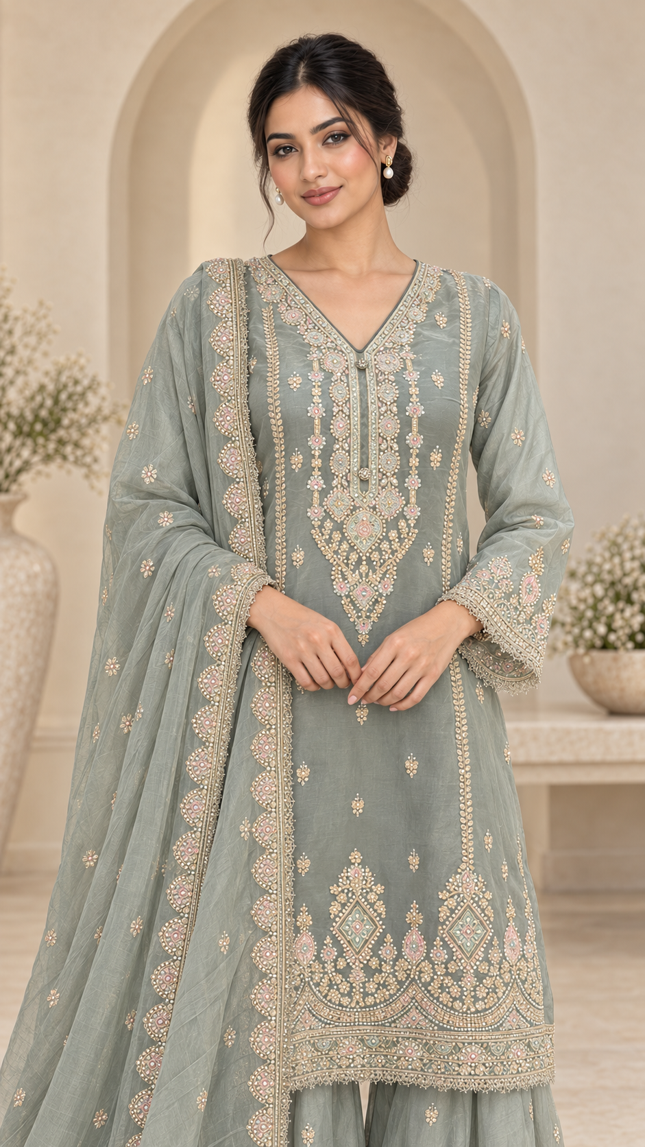 Elegant Sage Green Palazzo
