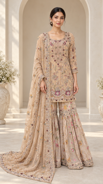 Elegant Peach Gharara