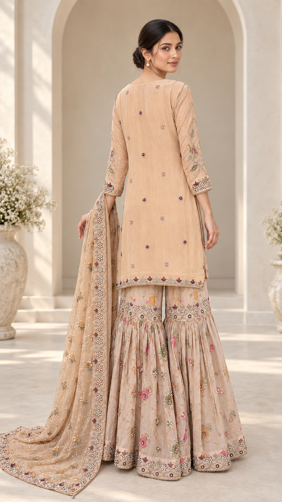 Elegant Peach Gharara