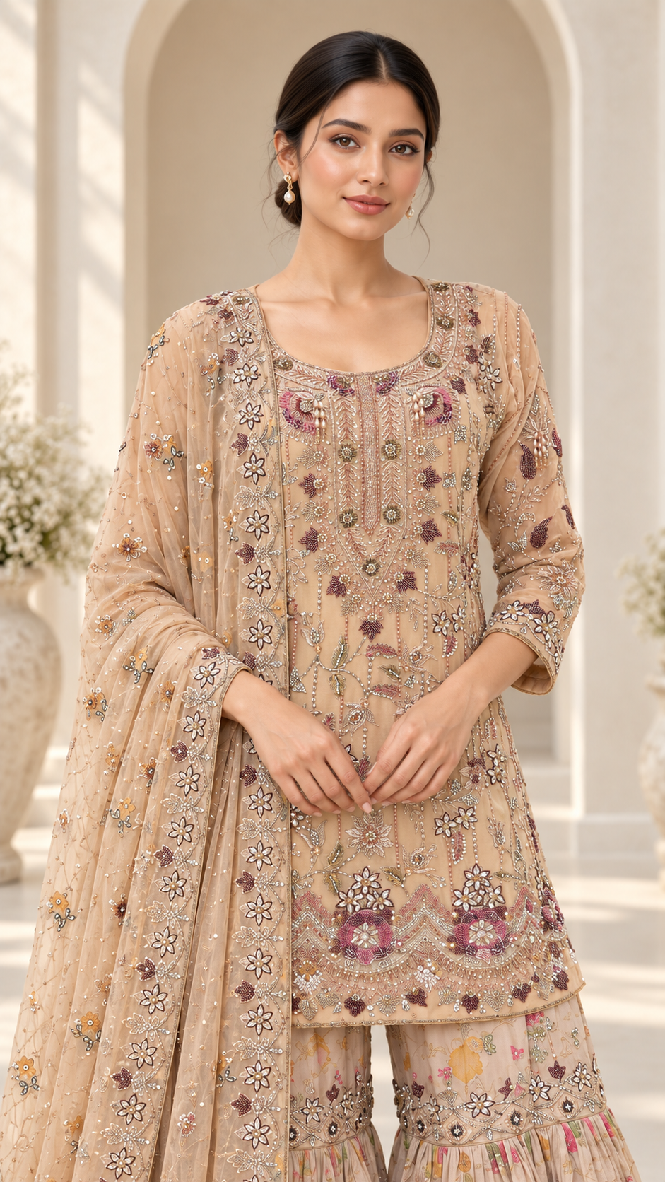 Elegant Peach Gharara