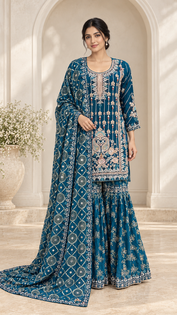 Peacock Teal Gharara