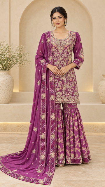 Plum Gold Gharara