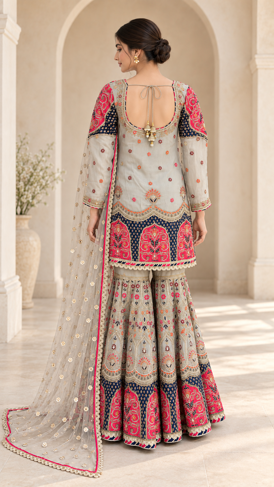 Multicolour Embroidered Gharara