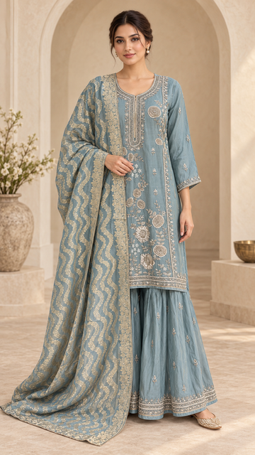 Dusty Blue Sharara