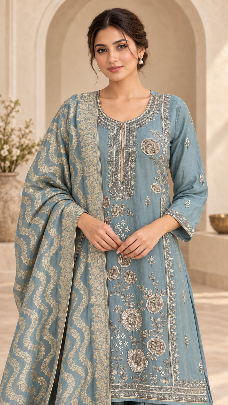 Dusty Blue Sharara