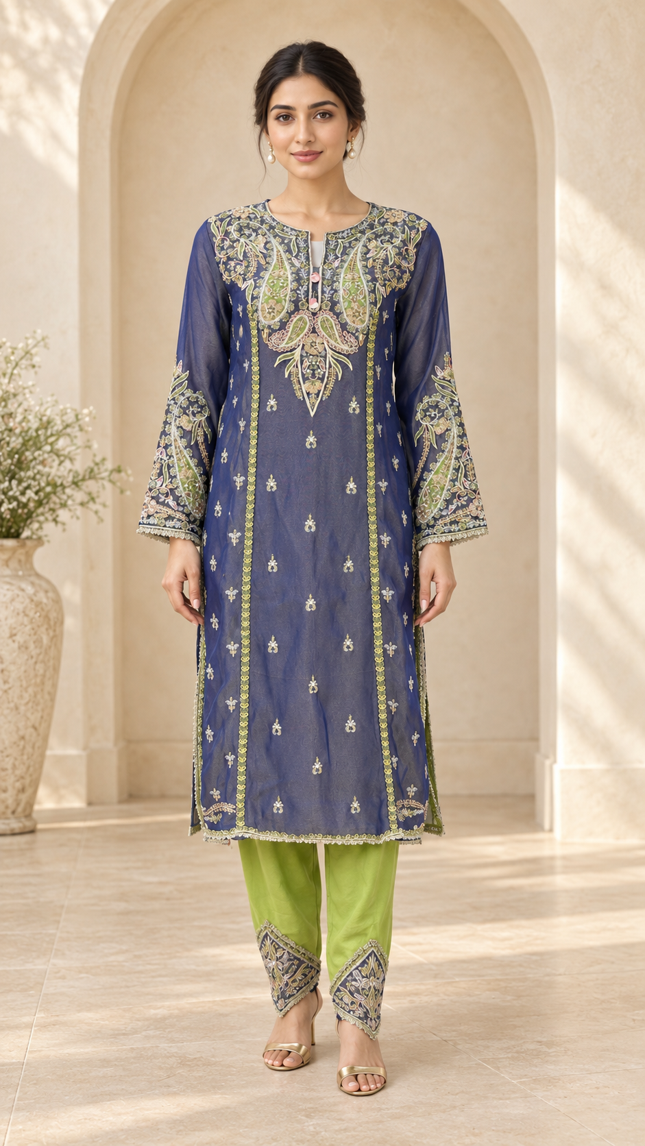 Elegant Indigo Indo western