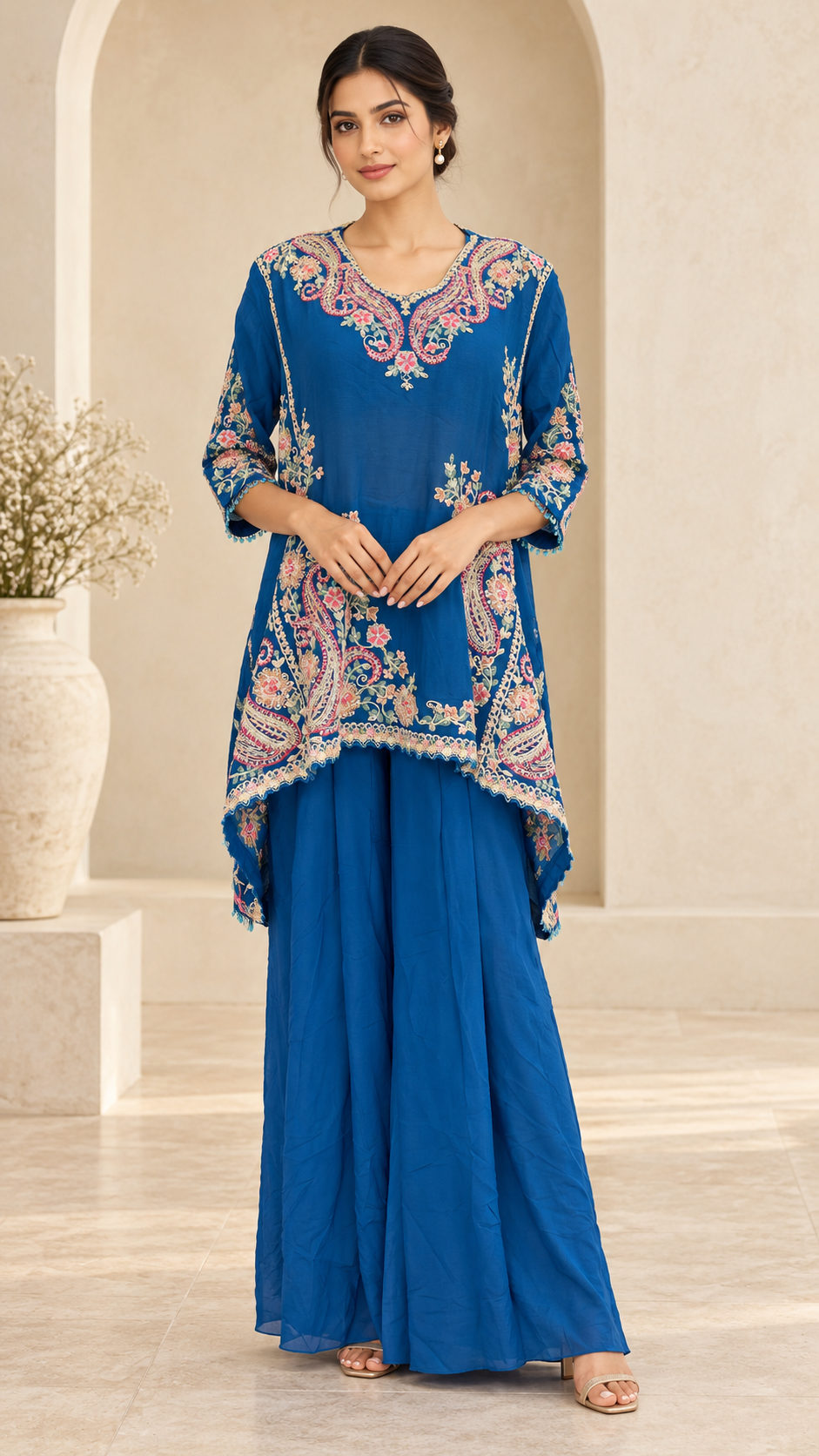 Peacock blue Indo western