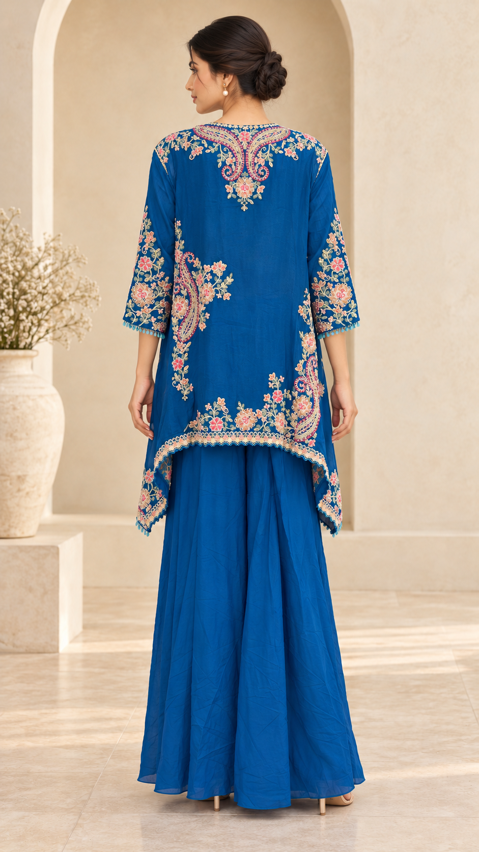 Peacock blue Indo western
