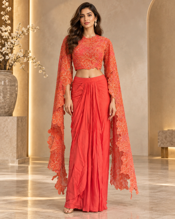 Elegant Orange Indo western