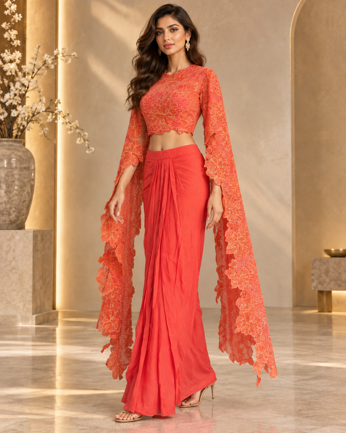 Elegant Orange Indo western