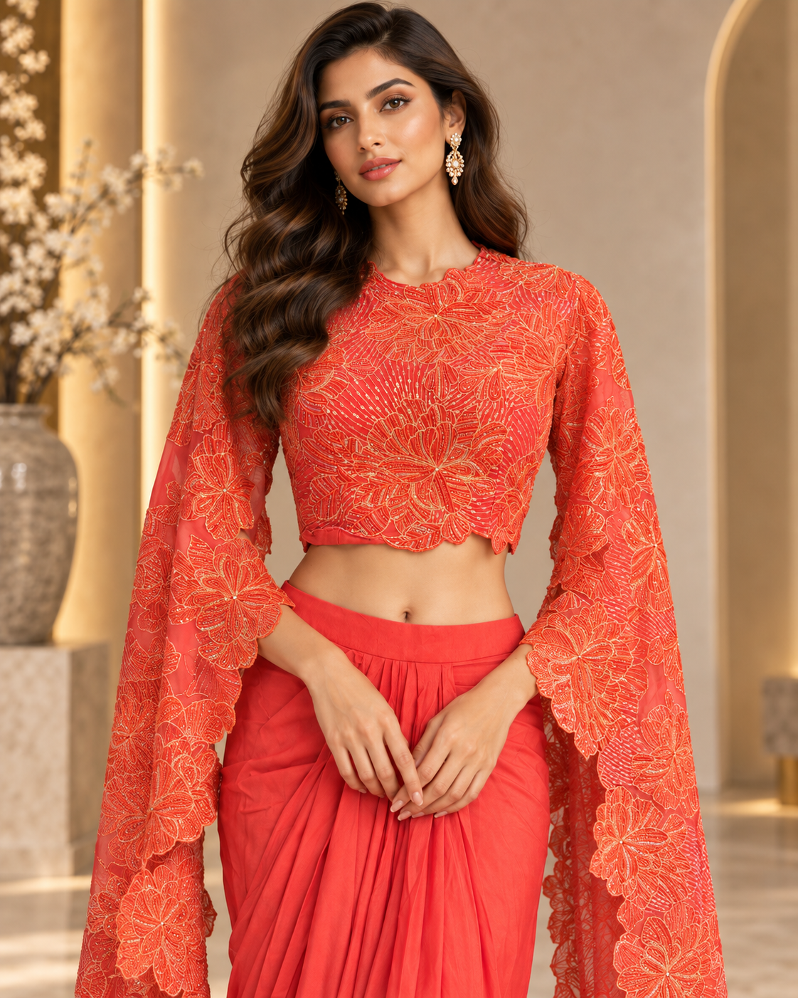 Elegant Orange Indo western