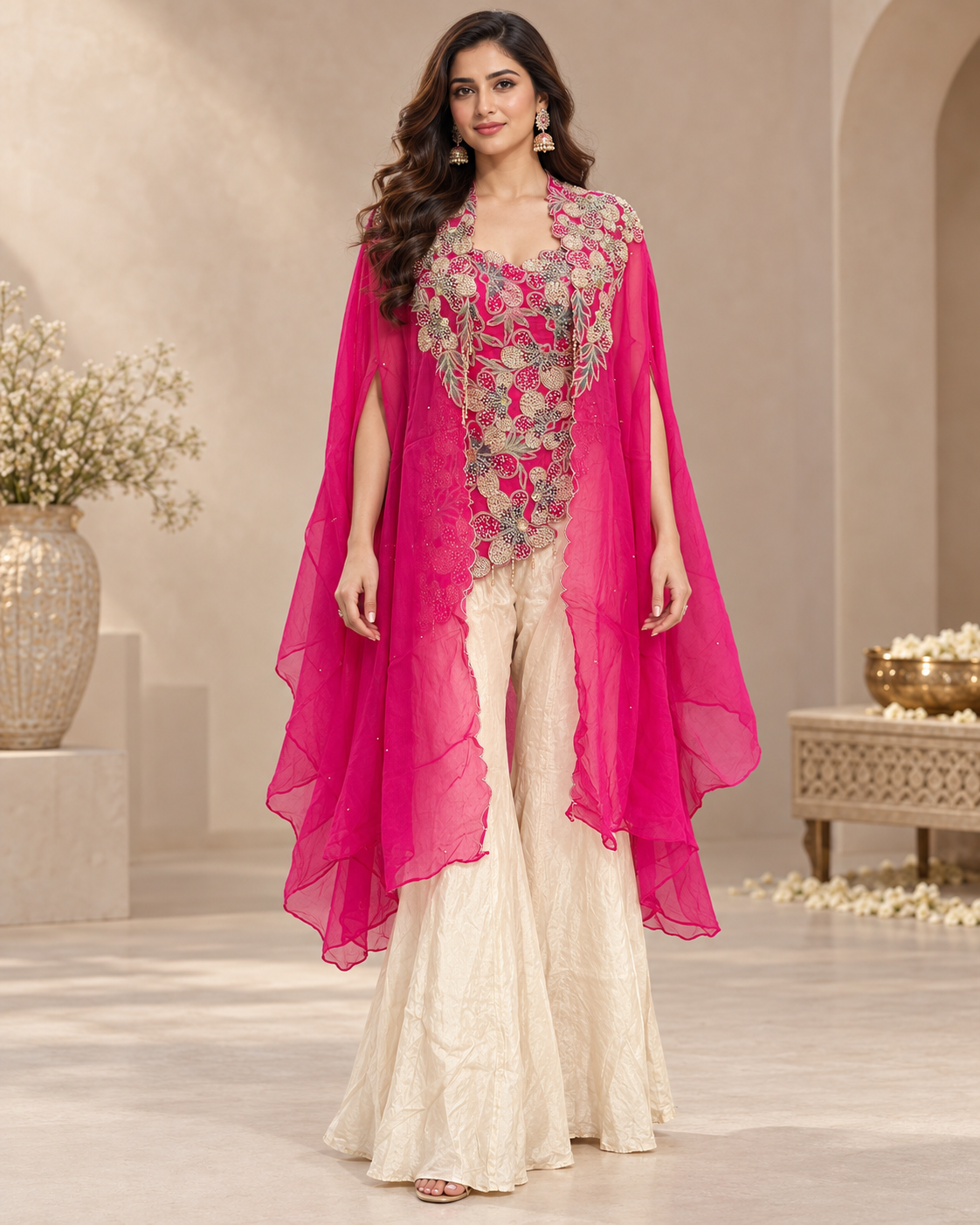 Pink and Dusty Gold Indo western