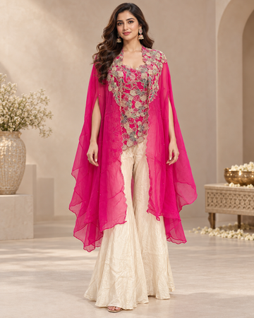 Pink and Dusty Gold Indo western