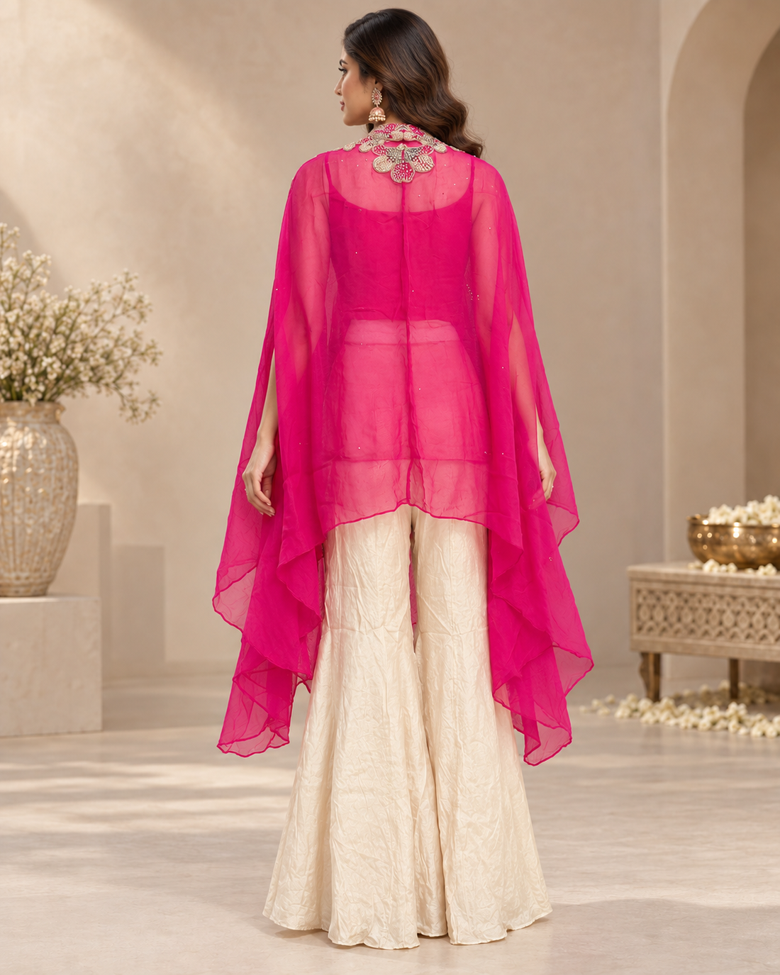 Pink and Dusty Gold Indo western