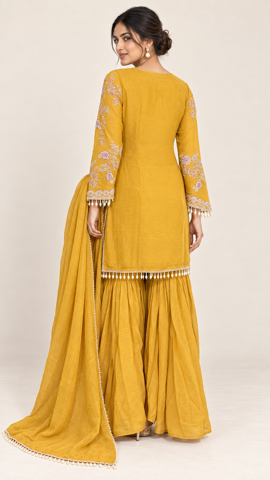 Mustard Yellow Floral Salwar Suit