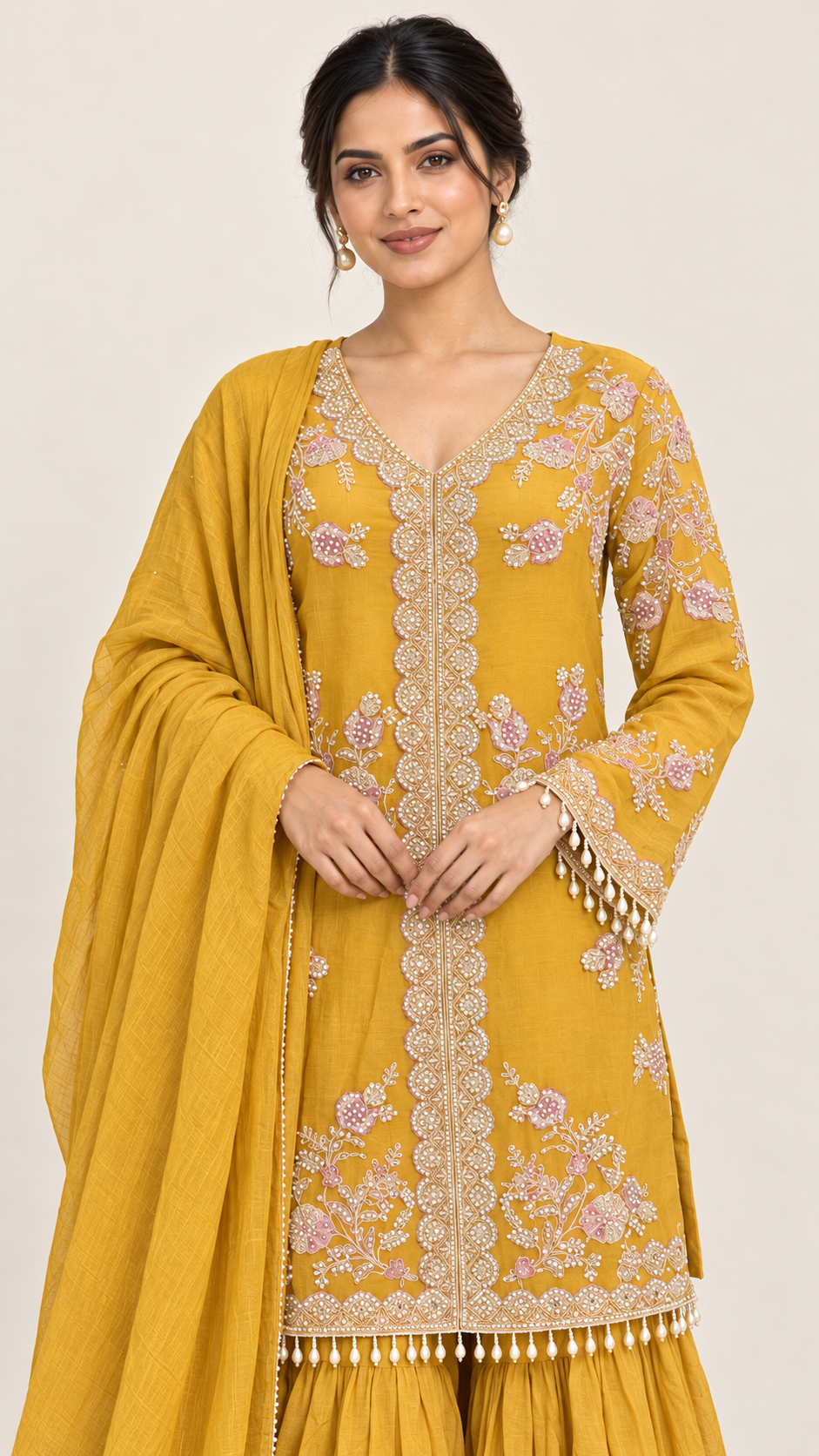 Mustard Yellow Floral Salwar Suit