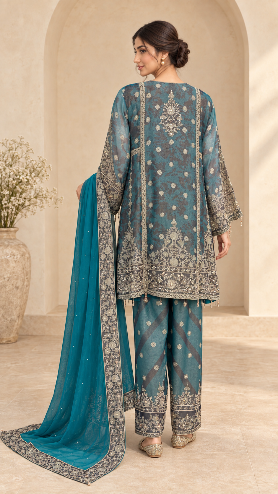 Teal Blue Palazzo Suit