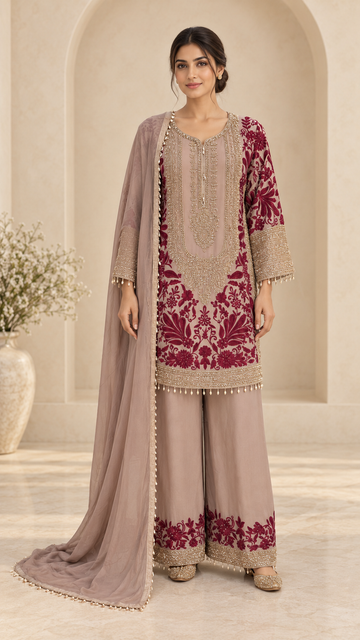 burgundy, and gold Palazzo