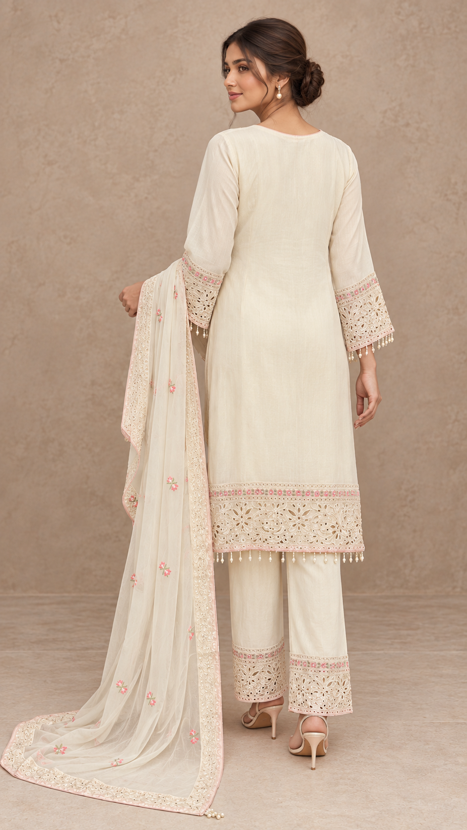 Elegant Ivory Floral Suit