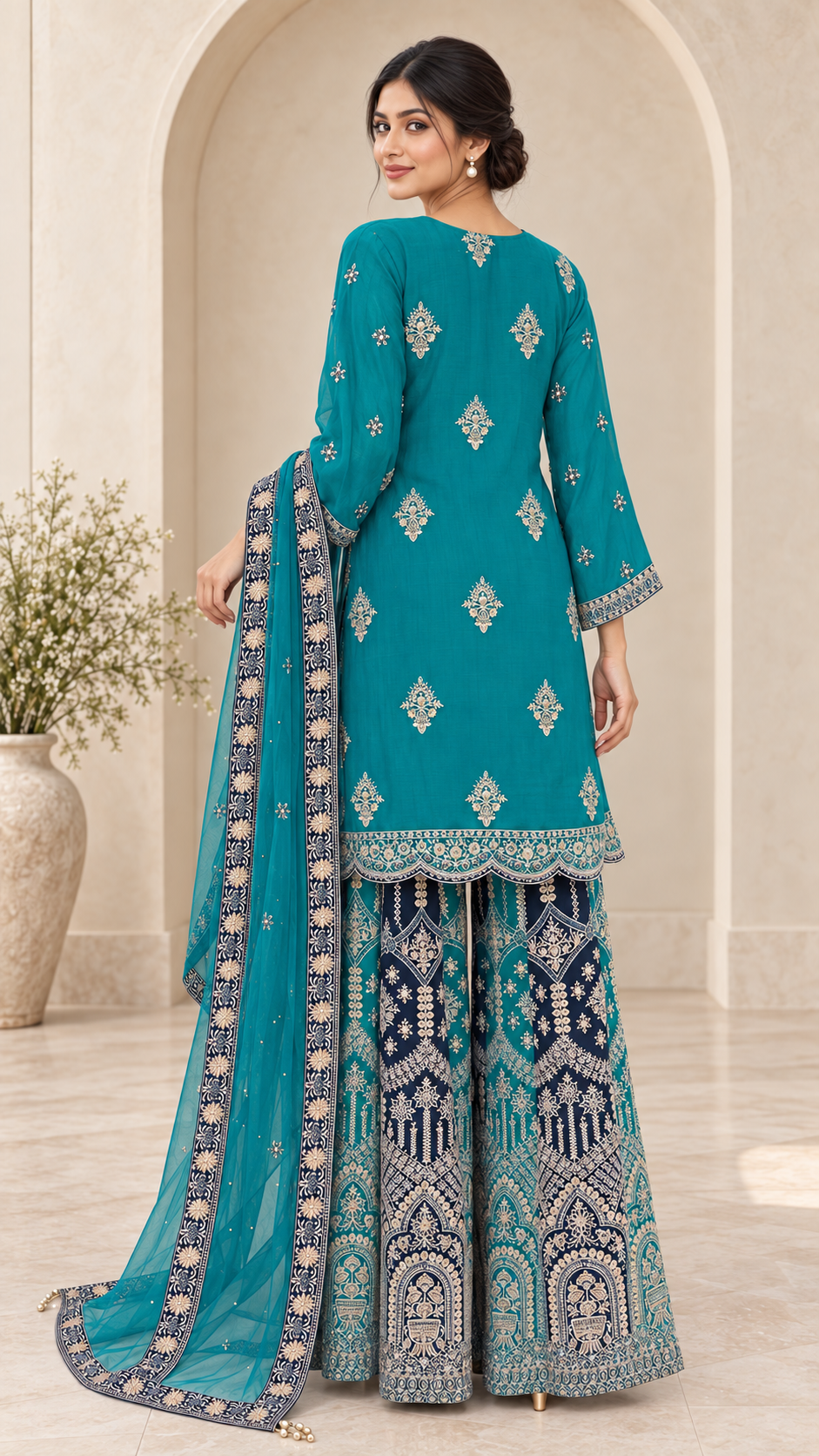 Elegant Sea Blue Palazzo