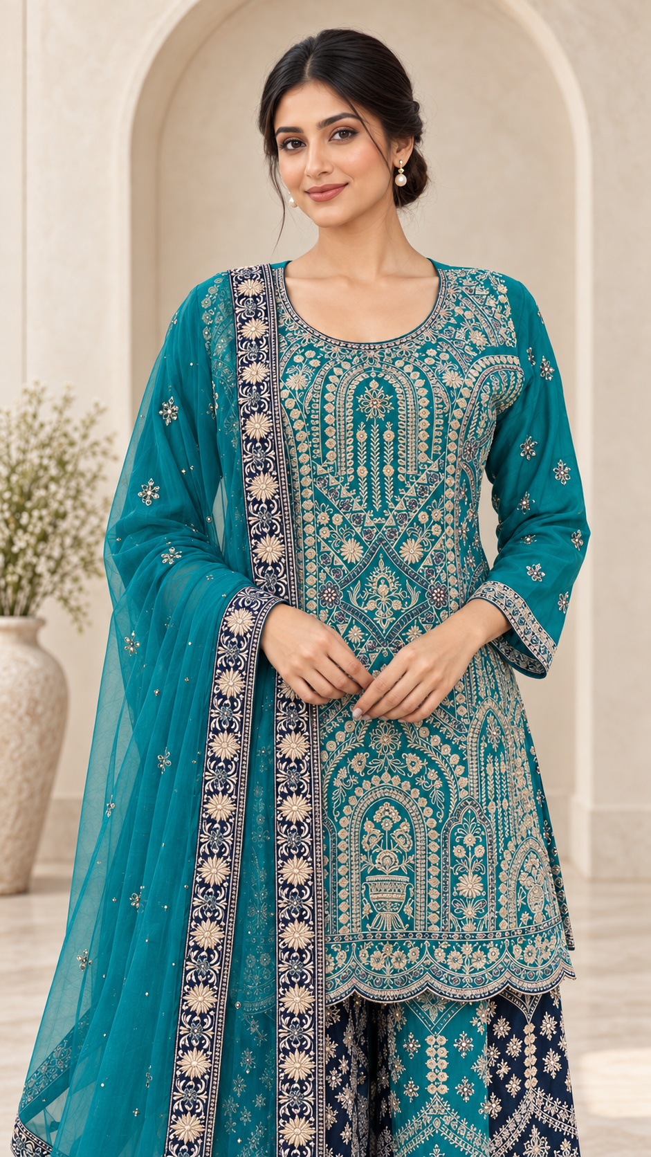 Elegant Sea Blue Palazzo