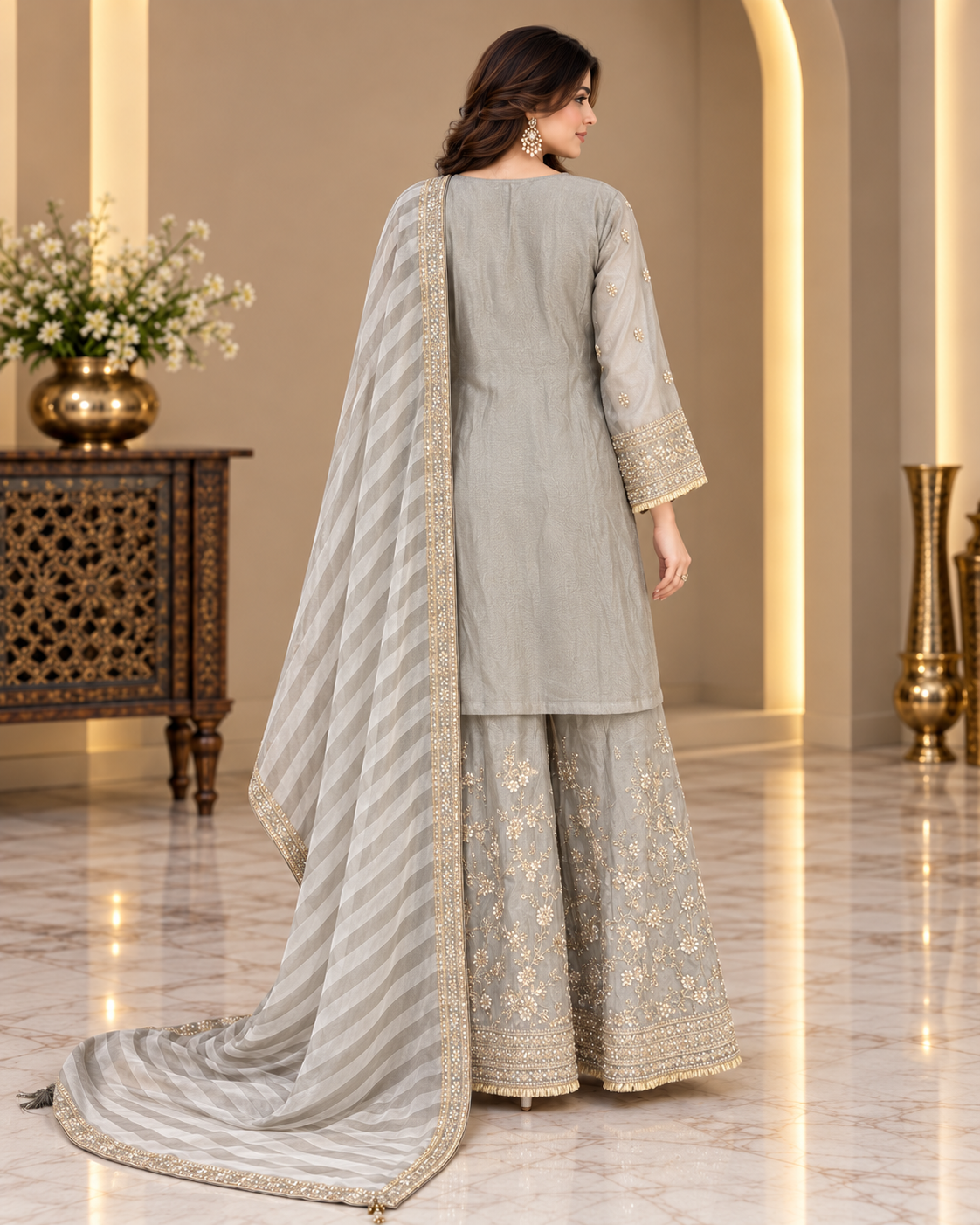 Elegant Dusty Gray Palazzo
