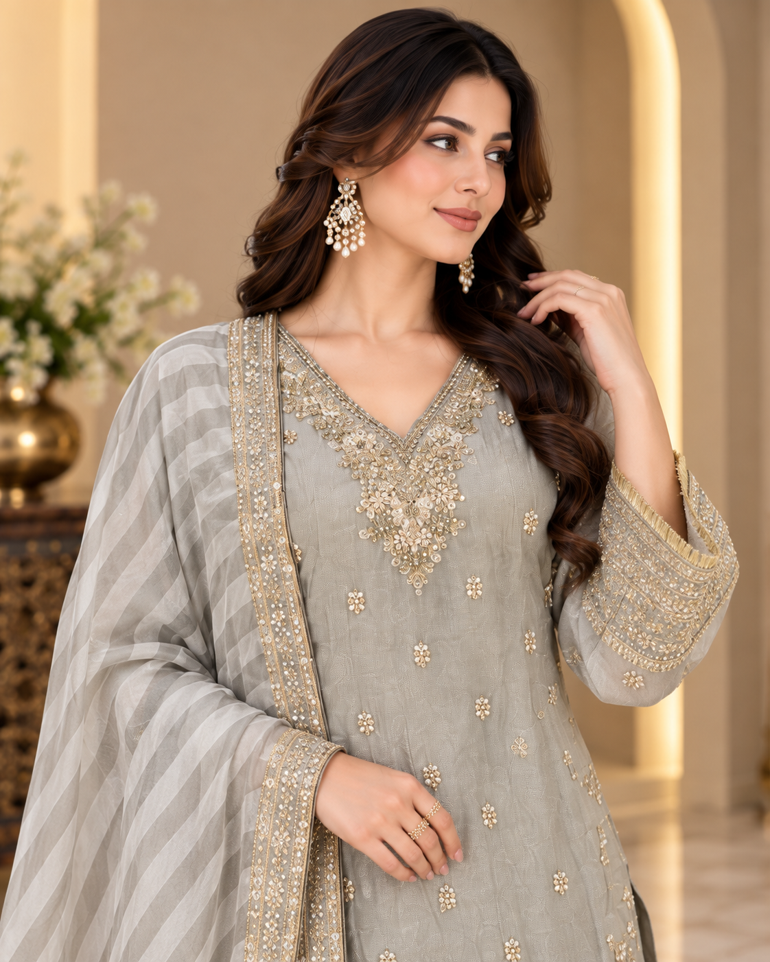 Elegant Dusty Gray Palazzo