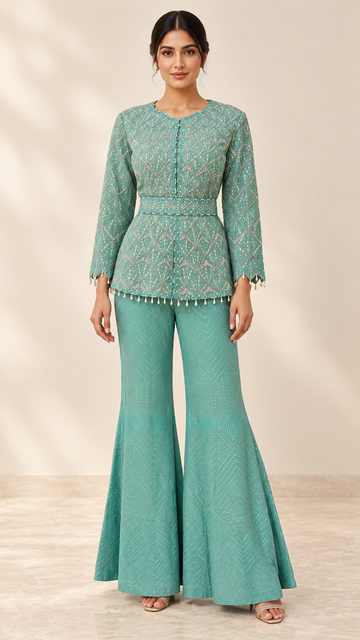 Seafoam Mint Indo western