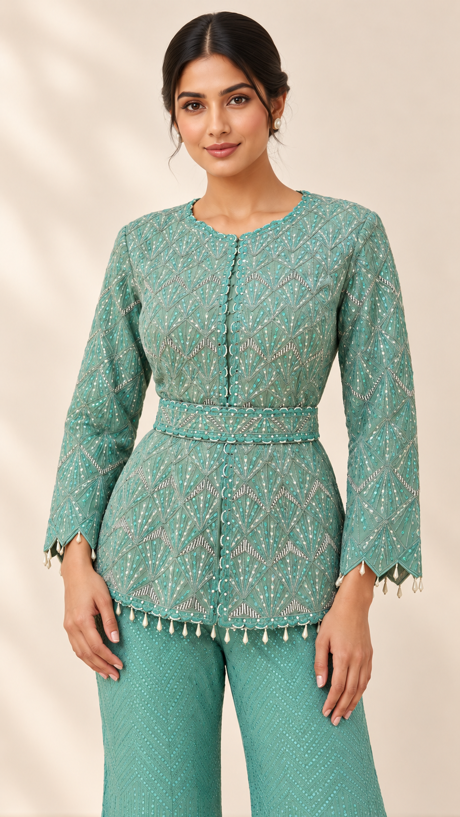 Seafoam Mint Indo western
