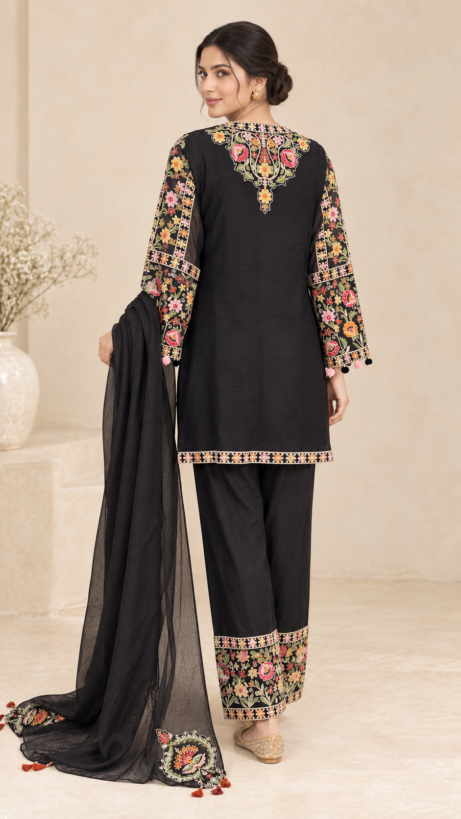 Black Flora Indo western