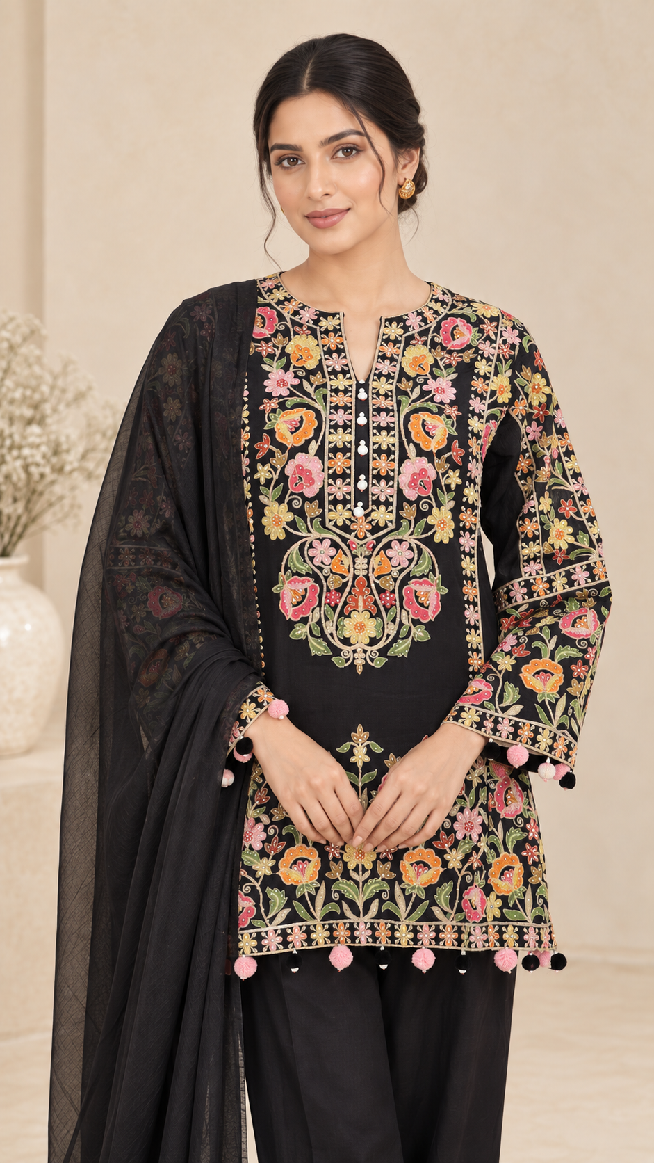 Black Flora Indo western