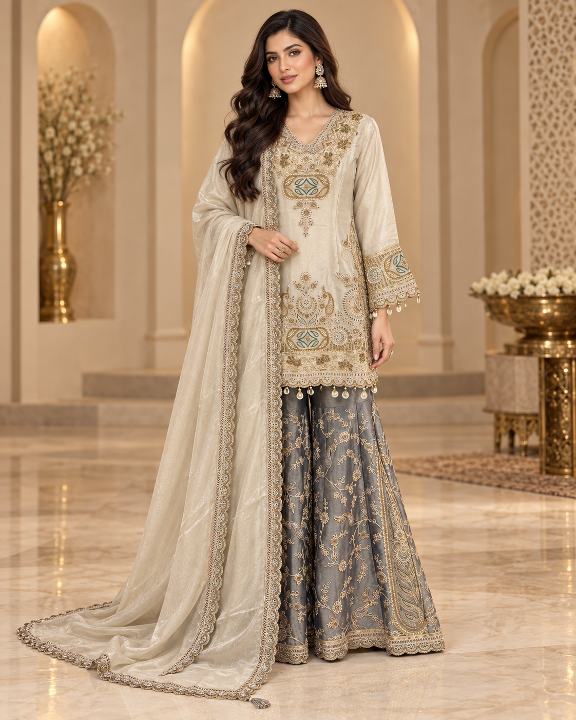 Elegant Dust Gold Palazzo