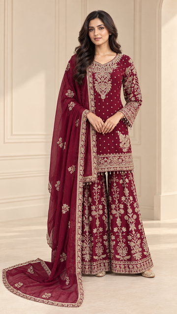Deep Wine Maroon Palazzo