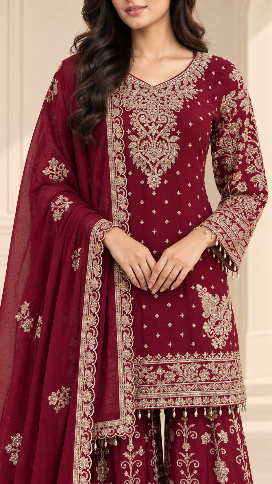 Deep Wine Maroon Palazzo