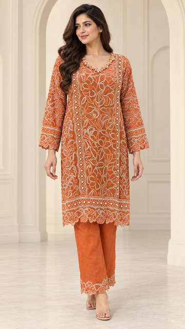 Rust Orange Indo western