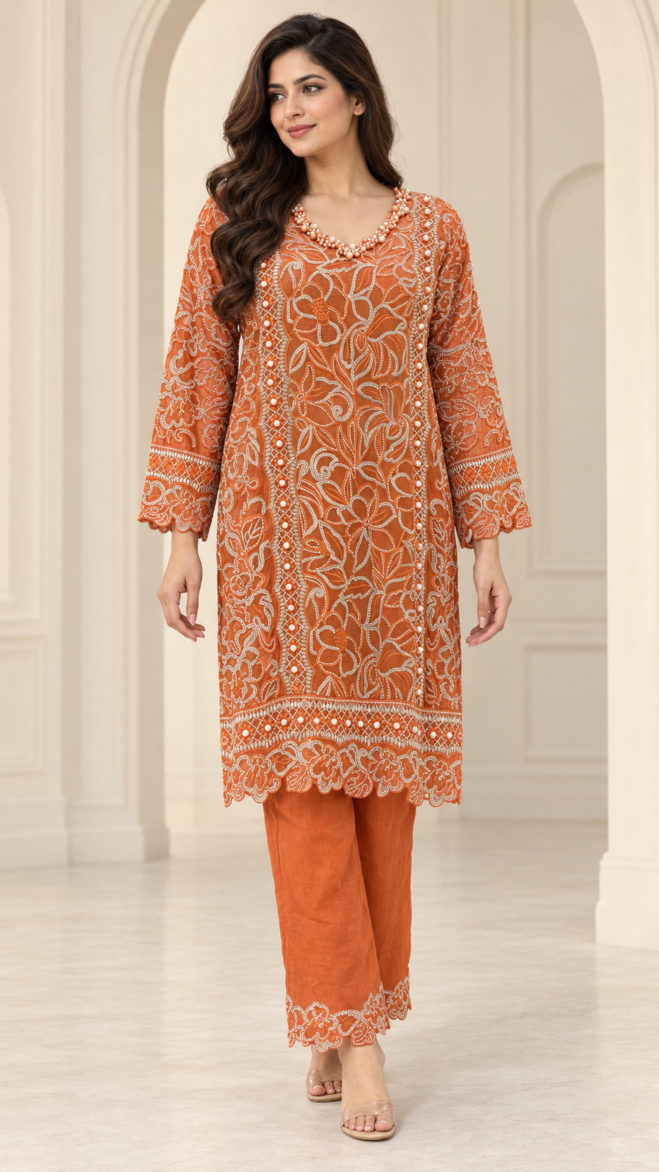 Rust Orange Indo western