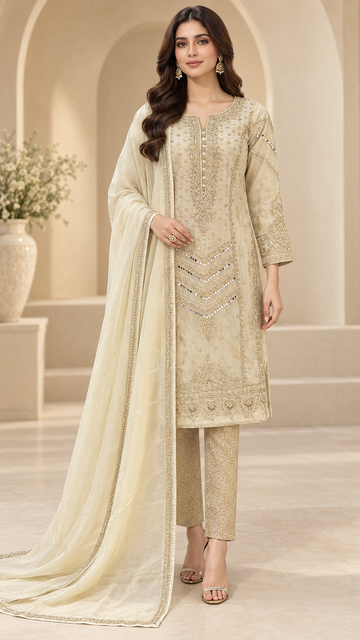 Ivory Champagne Gold Suit