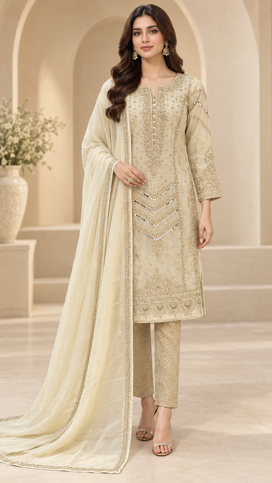 Ivory Champagne Gold Suit