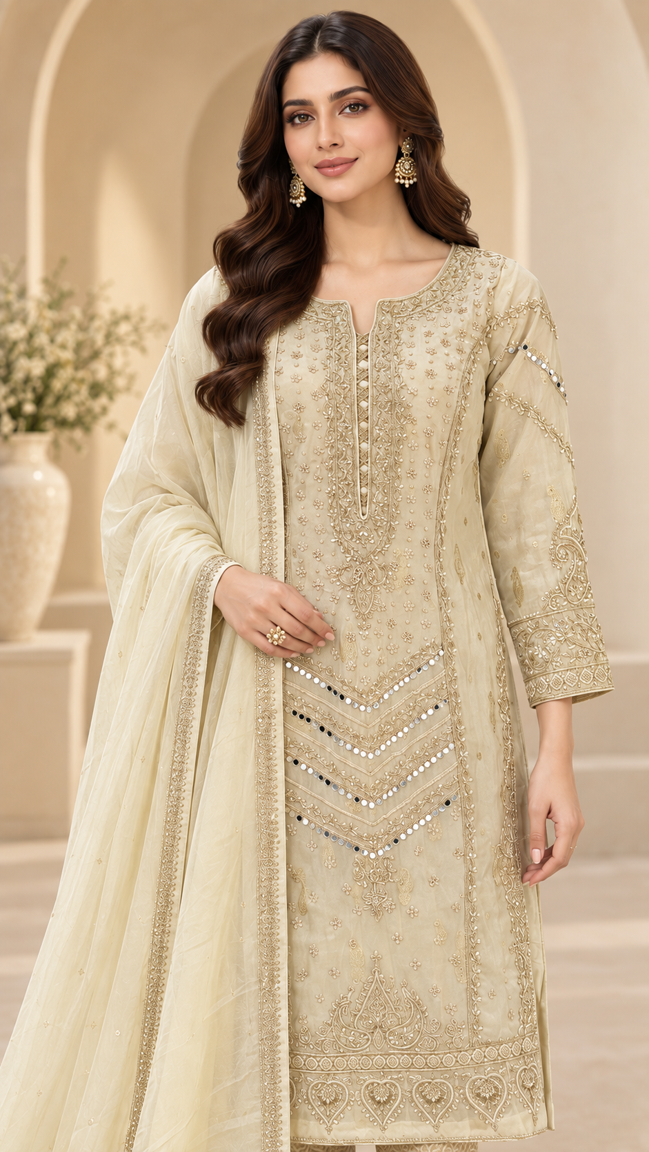 Ivory Champagne Gold Suit