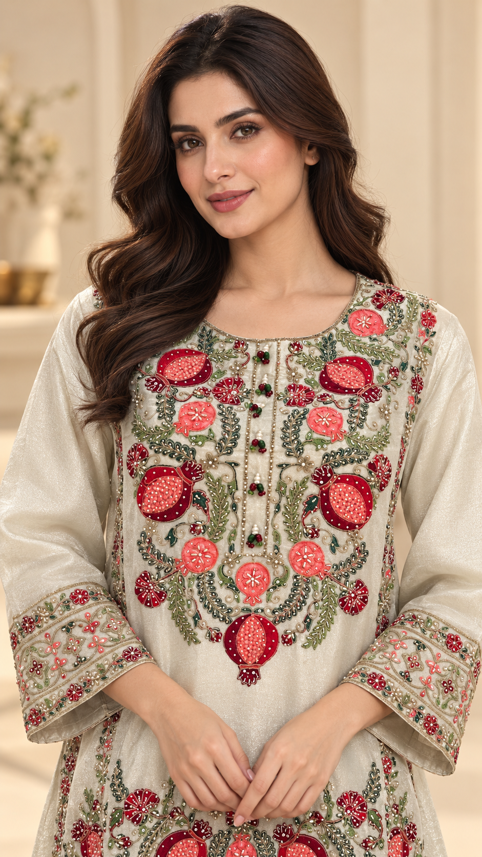 Pearl Ivory Indo western