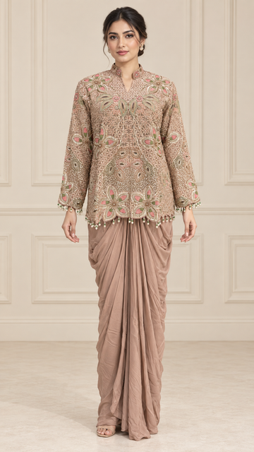 Dusty Taupe Indo western