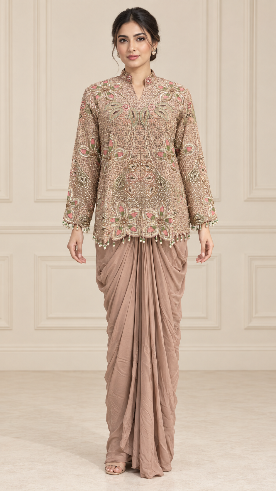 Dusty Taupe Indo western