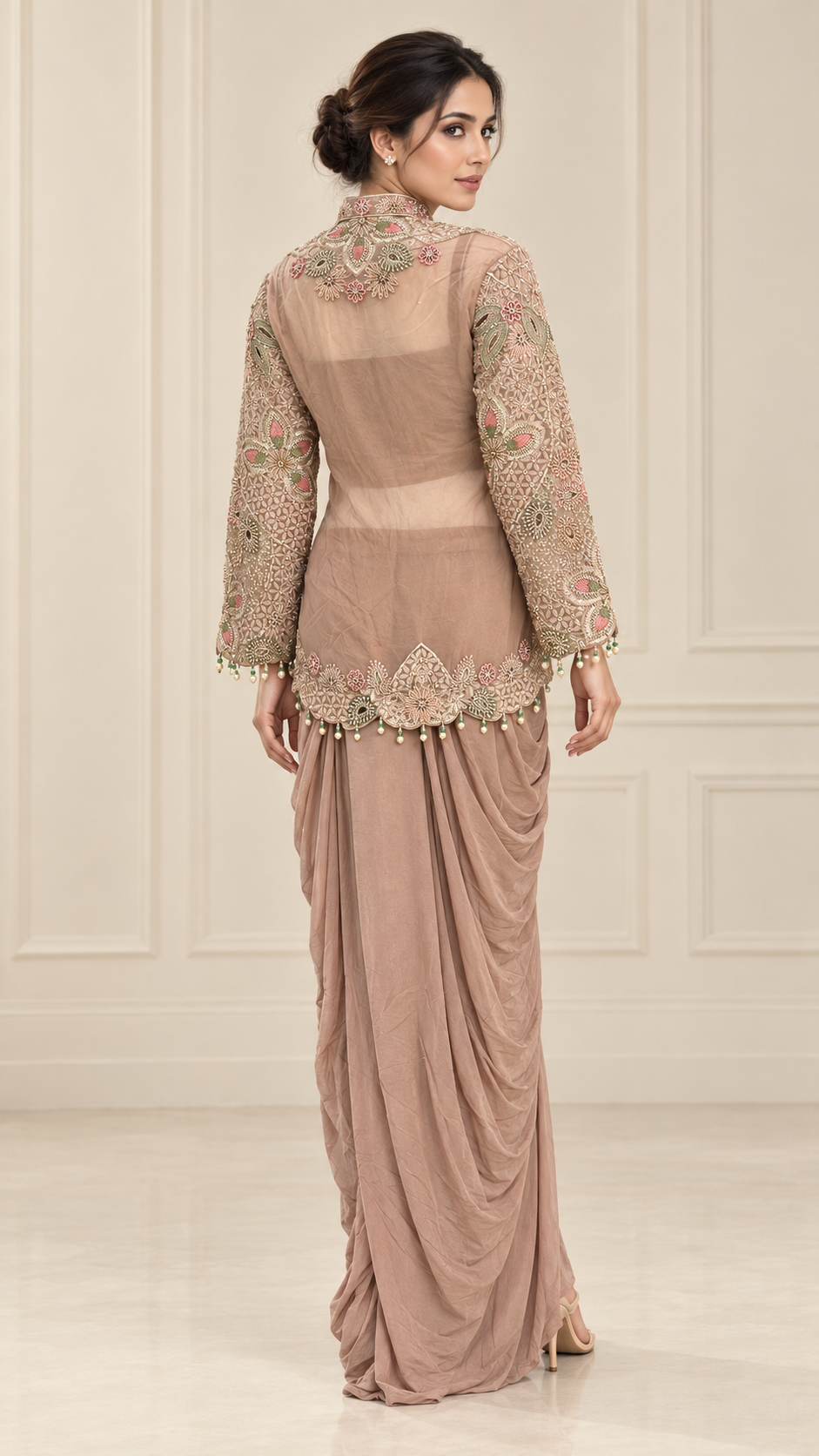 Dusty Taupe Indo western