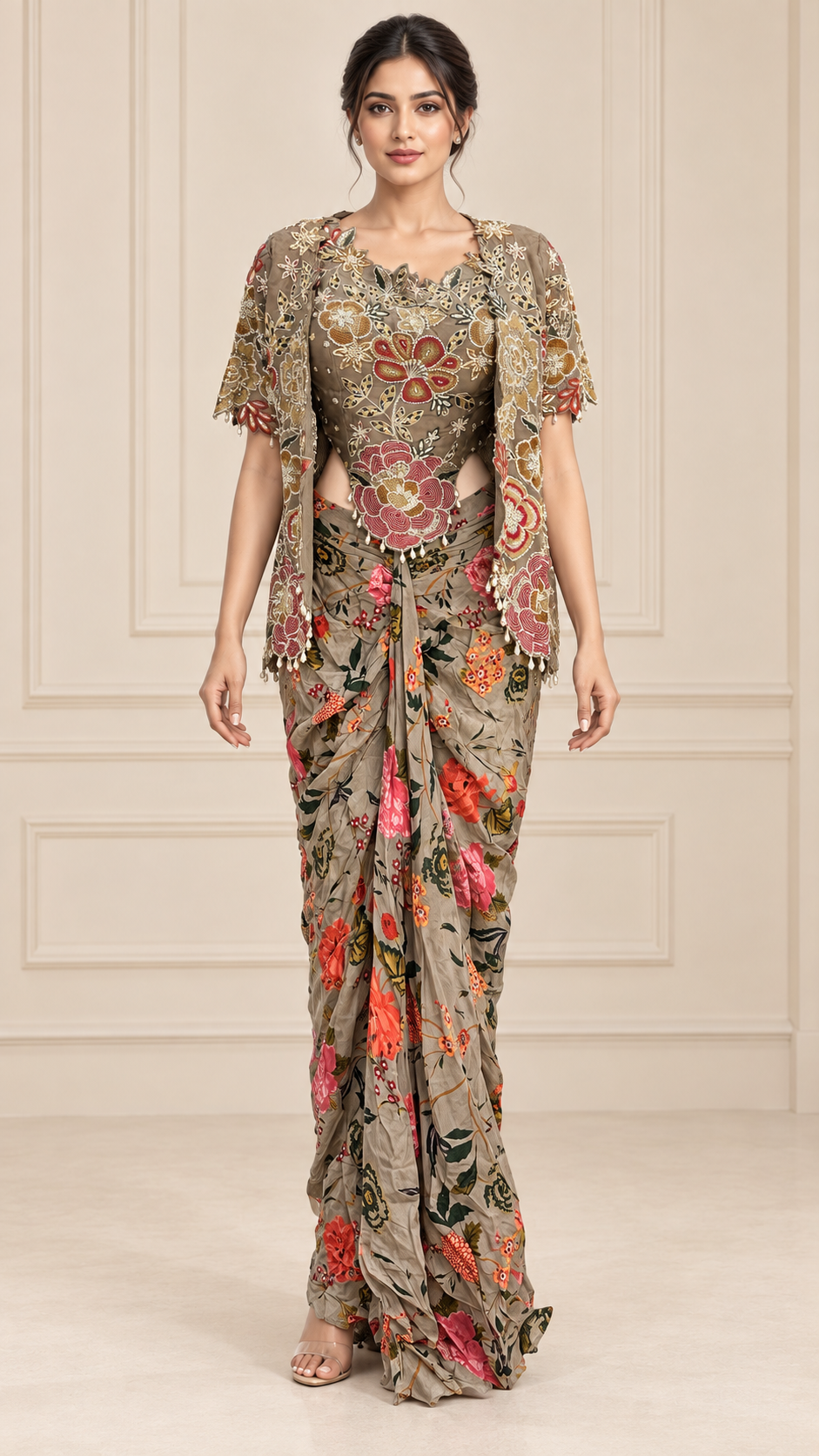 Taupe Grey Indo western