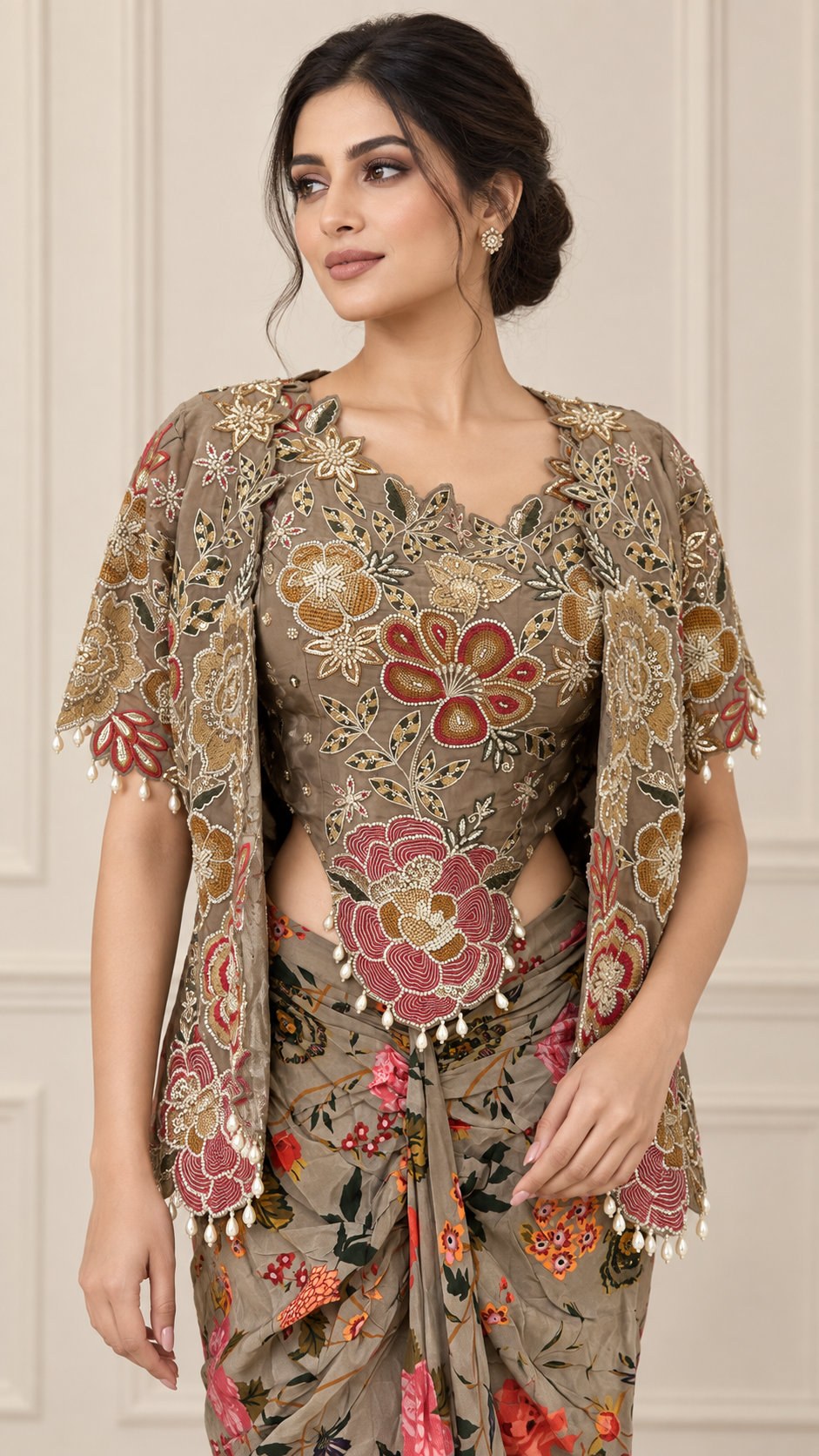 Taupe Grey Indo western