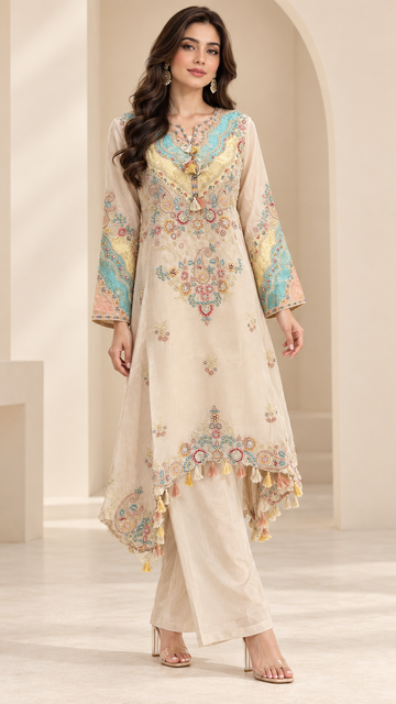 Warm Ivory Indo western