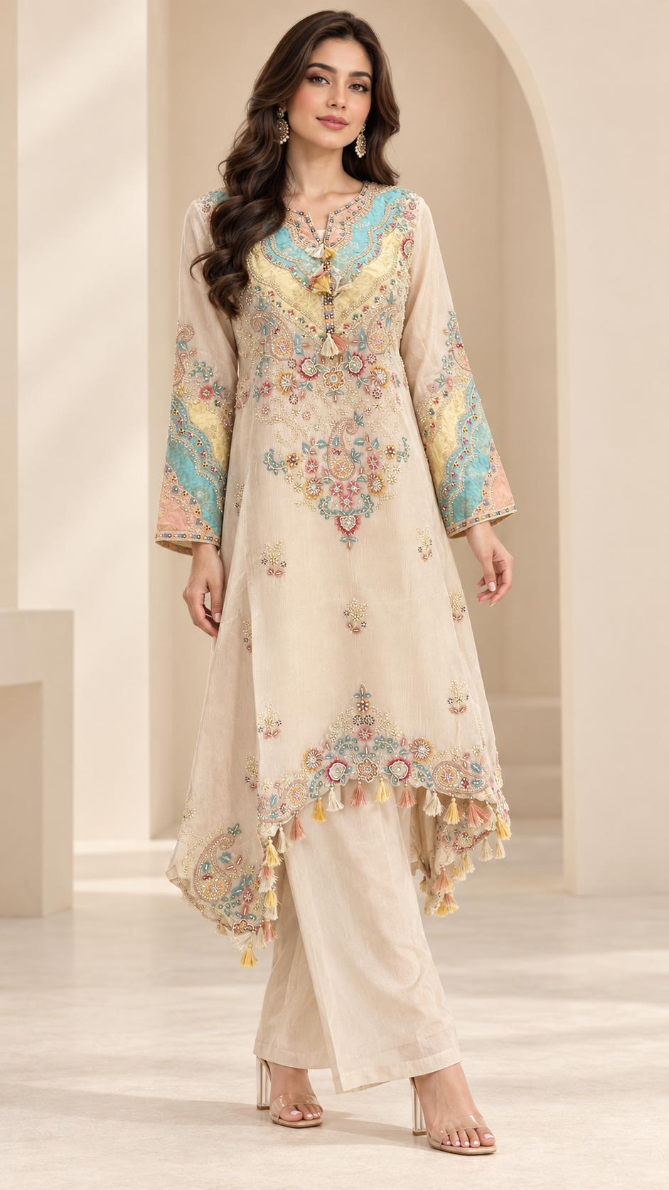 Warm Ivory Indo western